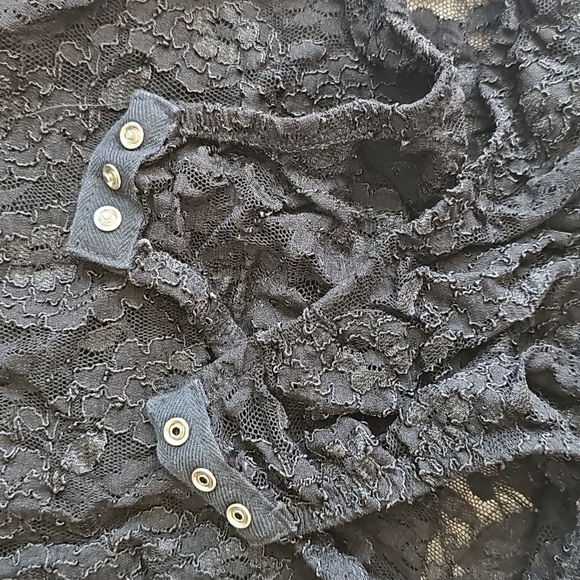 Vintage Jonden Romantic Goth Black Floral Lace Shortsleeve Bodysuit Small - Picture 13 of 16